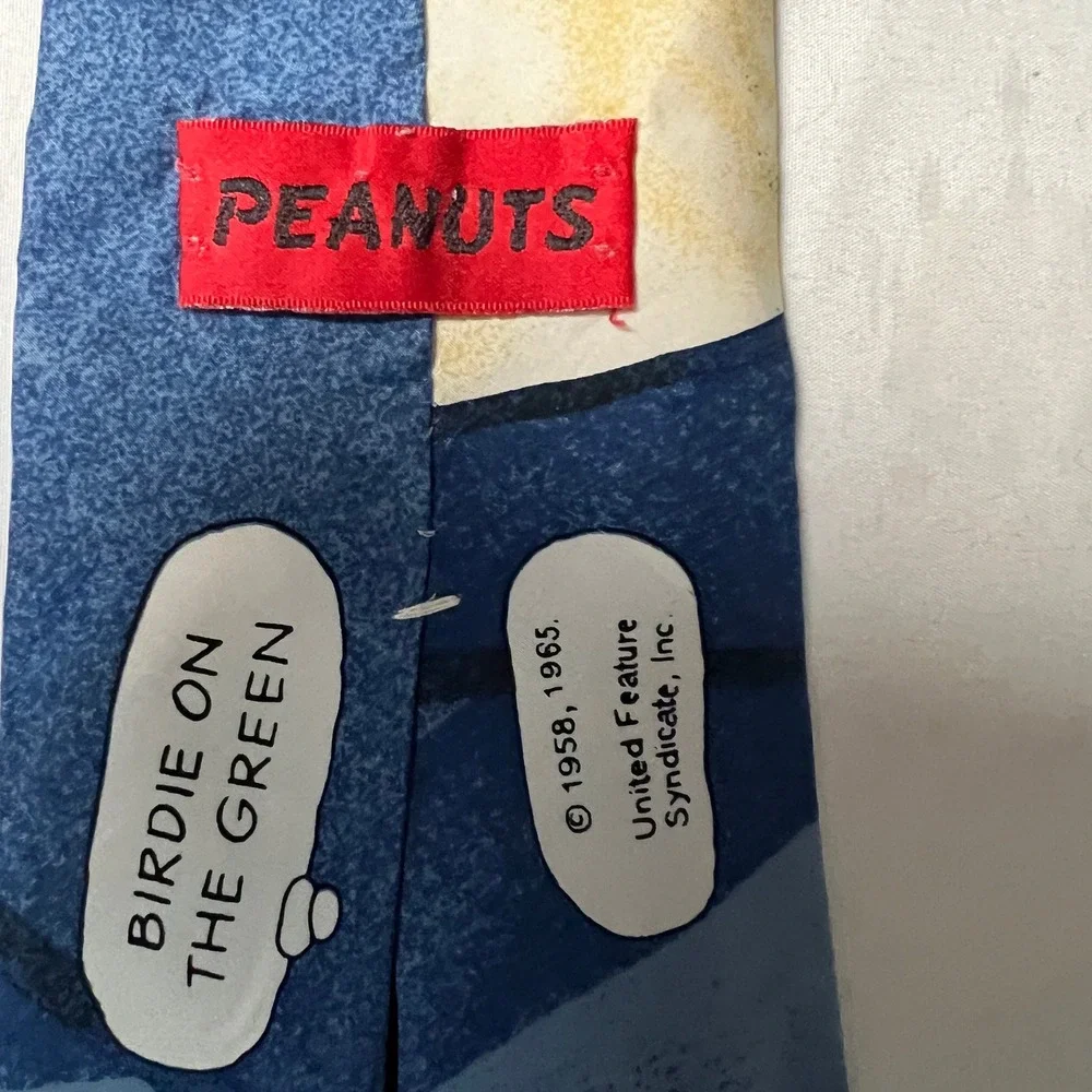 Vintage Peanuts Snoopy Golf Tie Birdie on the Green Novelty‎ Cartoon Necktie